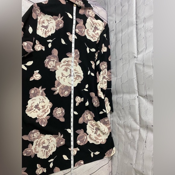 Mud Pie Floral Long-Sleeve Shirt Dress Lace-Up Neckline Womens Size Large - Picture 7 of 9